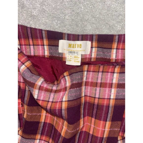 Maeve Sunday Plaid Mini Skort Anthropologie 4 Petite Red Pink - Picture 3 of 11